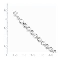 Sterling Silver Polished Heart Bracelet - 5