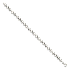 Sterling Silver Polished Heart Bracelet - 5