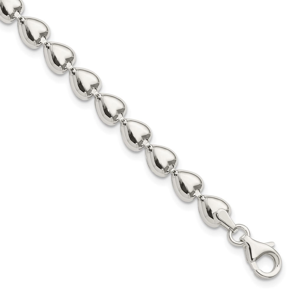 Sterling Silver Polished Heart Bracelet - 5