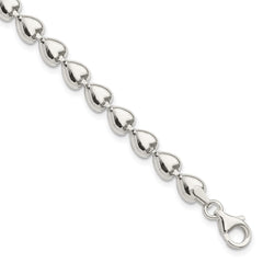 Sterling Silver Polished Heart Bracelet - 5