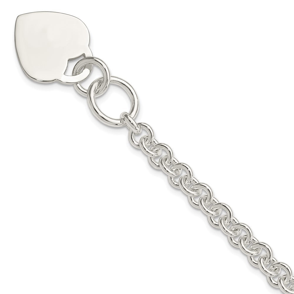 Sterling Silver Polished Engraveable Heart Bracelet - 3