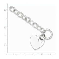 Sterling Silver Polished Engraveable Heart Bracelet - 4
