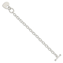 Sterling Silver Polished Engraveable Heart Bracelet - 4