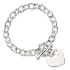 Sterling Silver Polished Engraveable Heart Bracelet - 4