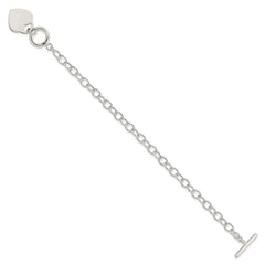 Sterling Silver Oval Link Engraveable Heart Bracelet - 2