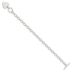 Sterling Silver Polished Engraveable Heart Charm Bracelet - 2