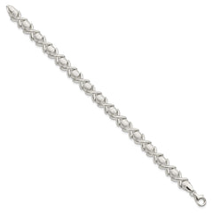 Sterling Silver Polished and Satin X and O Bracelet - 4