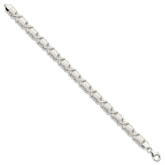 Sterling Silver Polished and Satin X and O Bracelet - 6