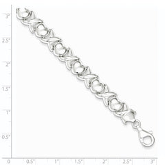 Sterling Silver Polished X and O Bracelet - 2