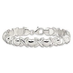 Sterling Silver Polished X and O Bracelet - 2
