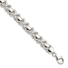 Sterling Silver Polished X and O Bracelet