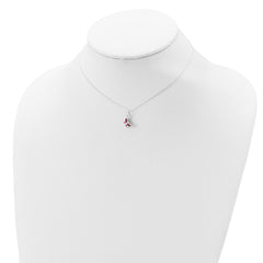 Sterling Silver Polished Pink, Red and White Enameled Butterfly Children's Necklace