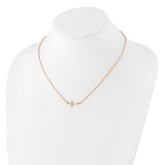 Sterling Silver RG-plated Small Sideways Curved Cross Necklace