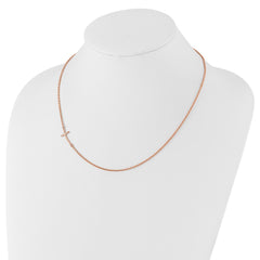 Sterling Silver RG-plated Small Off-Set Sideways Curved Cross Necklace