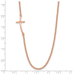 Sterling Silver RG-plated Small Off-Set Sideways Curved Cross Necklace - 2