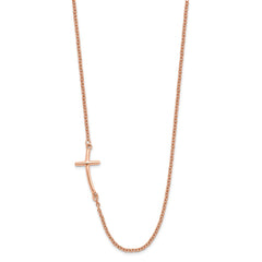Sterling Silver RG-plated Large Off-Set Sideways Curved Cross Necklace - 2