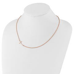 Sterling Silver RG-plated Large Off-Set Sideways Curved Cross Necklace