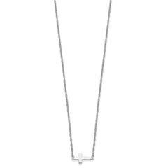 Sterling Silver Rhodium-plated Small Sideways Cross Necklace