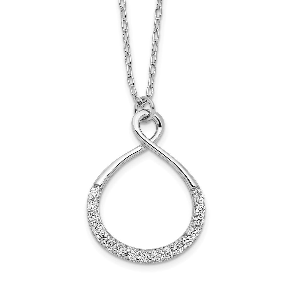 Sterling Silver Rhodium-plated with CZ Infinity w/ 2 IN EXT Necklace - 2
