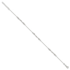 Sterling Silver Beaded 9 inch Plus 1 inch Extender - Total 10 inch Anklet - 2