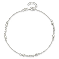 Sterling Silver Beaded 9 inch Plus 1 inch Extender - Total 10 inch Anklet - 2