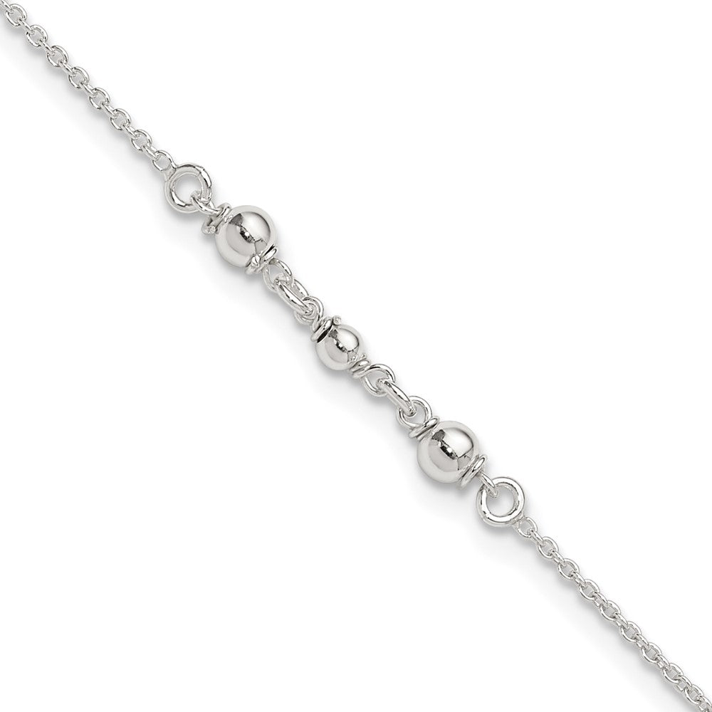 Sterling Silver Beaded 9 inch Plus 1 inch Extender - Total 10 inch Anklet - 2