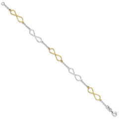 Sterling Silver Polished Flash Gold Infinity Symbol Bracelet