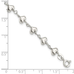 Sterling Silver Polished Heart Link Bracelet - 2