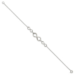 Sterling Silver Rhodium-plated Polished Infinity Symbol Bracelet