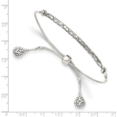 Sterling Silver Antiqued Filigree Drops Adjustable Bracelet