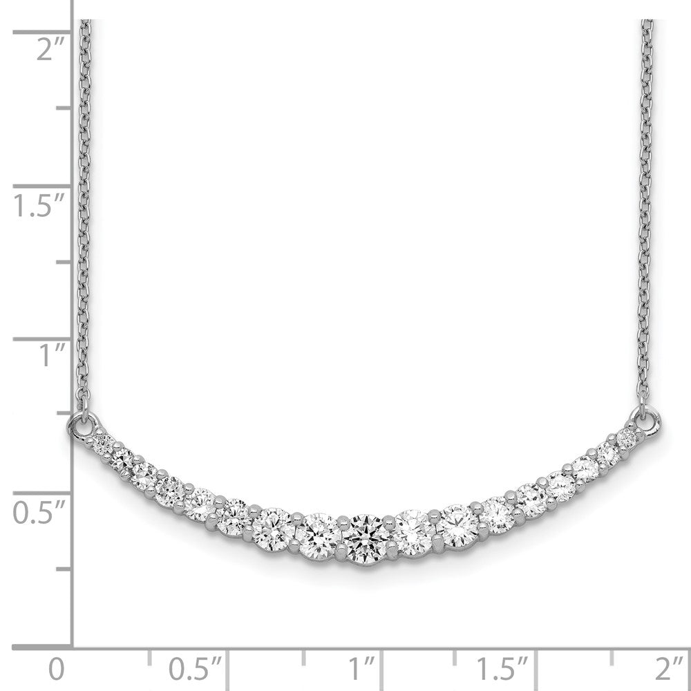 Sterling Silver Rhodium-plated CZ w/2in ext. Bar Necklace - 2