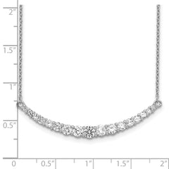 Sterling Silver Rhodium-plated CZ w/2in ext. Bar Necklace - 2