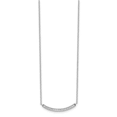 Sterling Silver Rhodium-plated CZ Fancy Bar Necklace