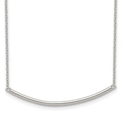 Sterling Silver Rhodium-plated Polished w/1 inch ext. Bar Necklace