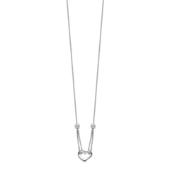 Sterling Silver Rhodium-plated Heart w/Box Chain Necklace