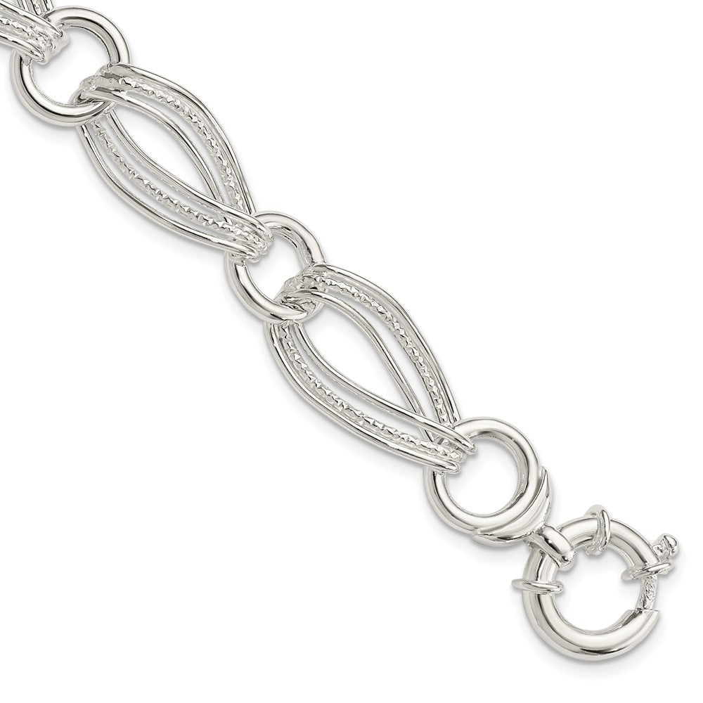 Sterling Silver Polished And Textured Link Bracelet - 2