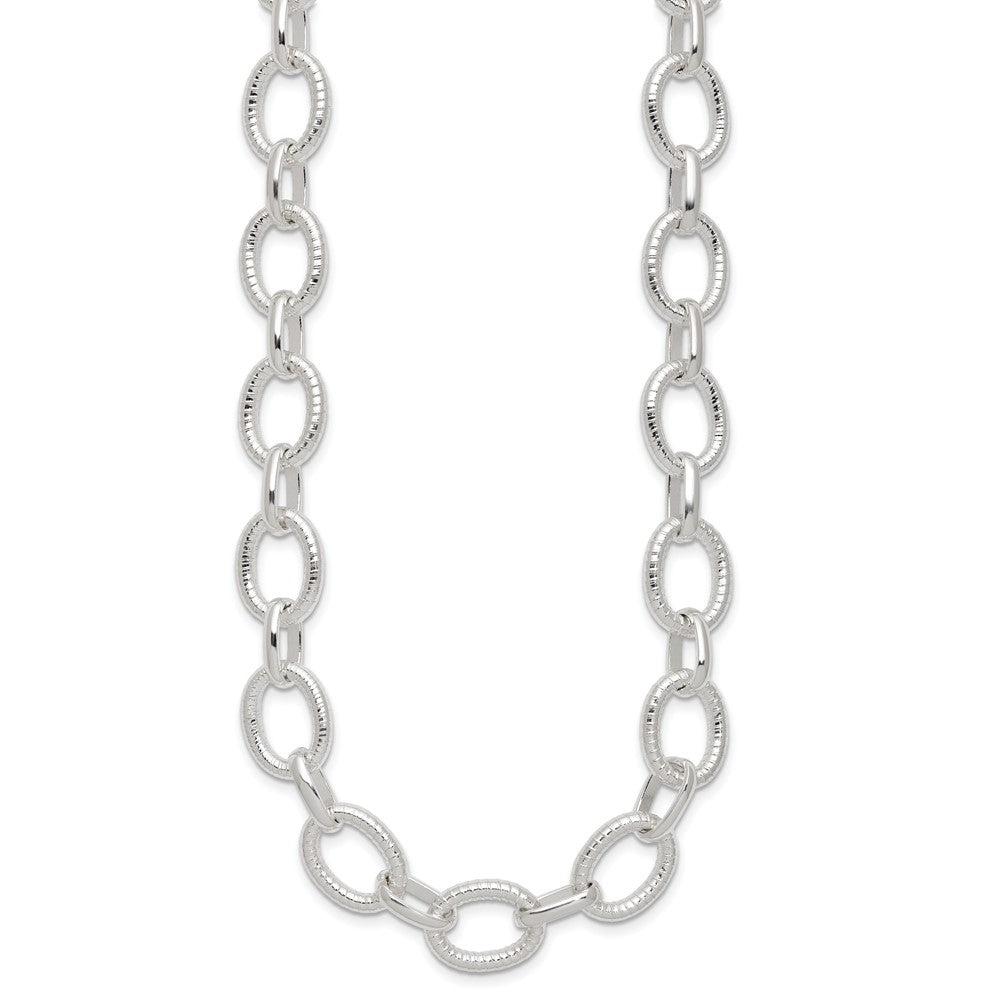 Sterling Silver Polished Fancy Link Necklace