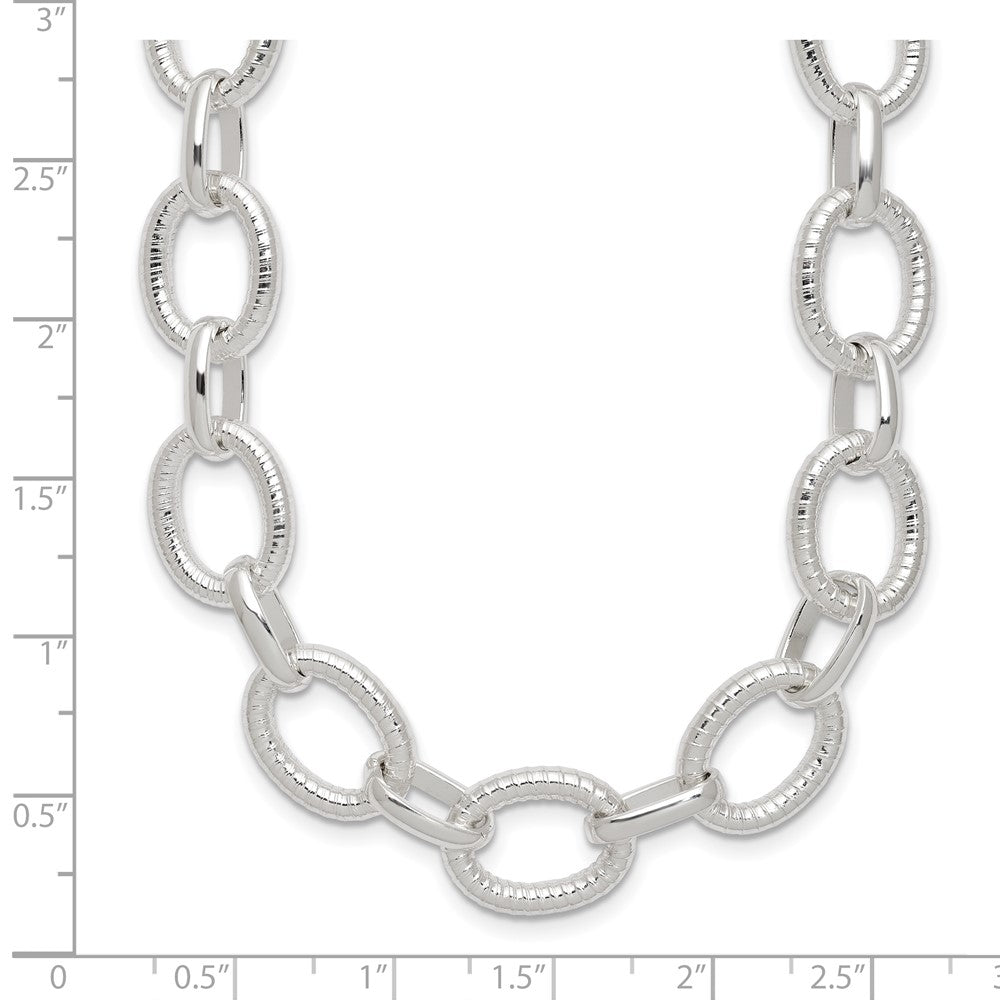 Sterling Silver Polished Fancy Link Necklace