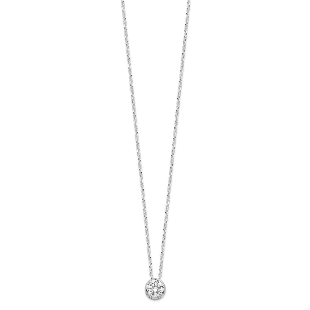 Sterling Silver Rhodium-plated 8mm Bezel CZ Necklace - 2