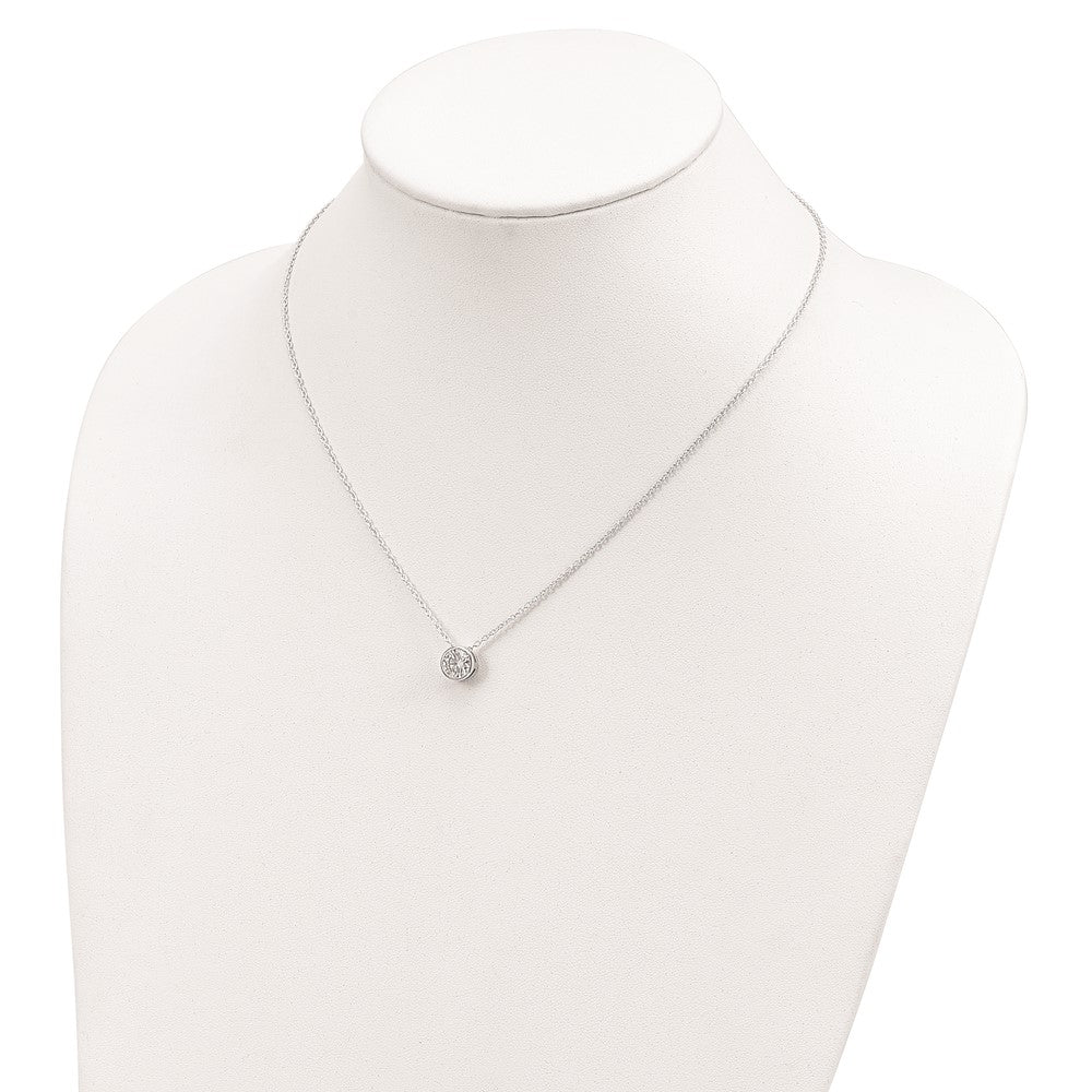 Sterling Silver Rhodium-plated 8mm Bezel CZ Necklace - 2