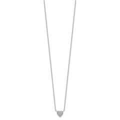 Sterling Silver Rhodium-plated Polished CZ Heart 16 inch Necklace