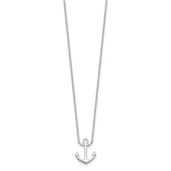 Sterling Silver Rhodium-plated Anchor 16 inch with a 2 inch extention Necklace - 2