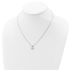 Sterling Silver Rhodium-plated Anchor 16 inch with a 2 inch extention Necklace - 2
