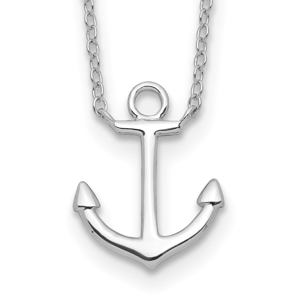 Sterling Silver Rhodium-plated Anchor 16 inch with a 2 inch extention Necklace - 2