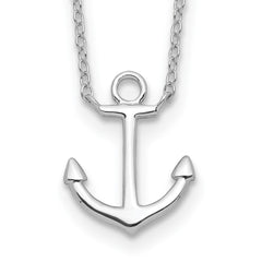 Sterling Silver Rhodium-plated Anchor 16 inch with a 2 inch extention Necklace - 2