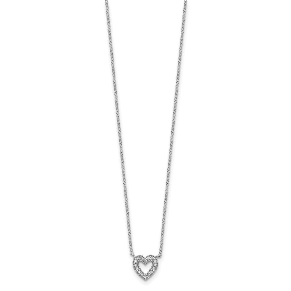 Sterling Silver Rhodium-plated CZ Open Heart 18 inch Necklace - 2