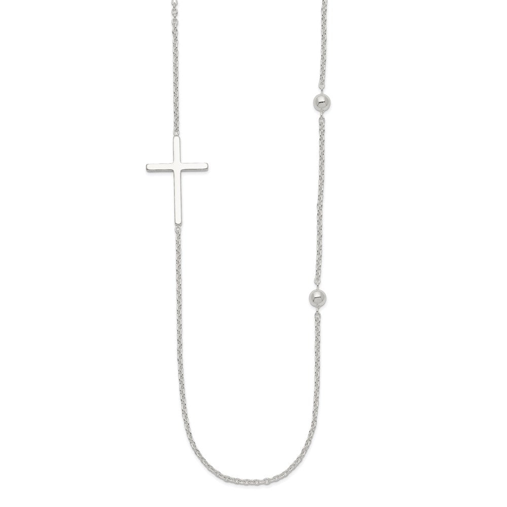 Sterling Silver Polished Cross Necklace - 3