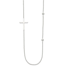 Sterling Silver Polished Cross Necklace - 3