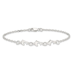 Sterling Silver 3 Dolphins Anklet