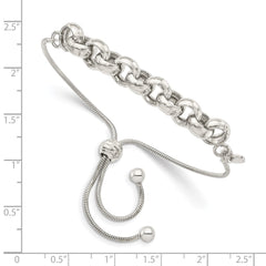 Sterling Silver Polished Adjustable Slip-on Bracelet